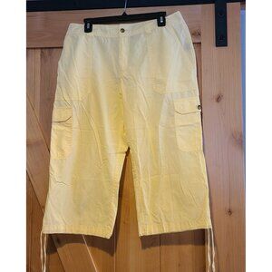 Chaps Cargo Capris Size 12 Ripstop Hiking Cinch Leg 32x20" Yellow Gorpcore
